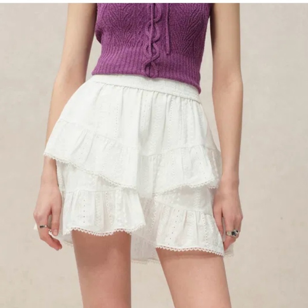 Promesa Tiered Layered Ruffled Shorts in Ivory Women’s Size M